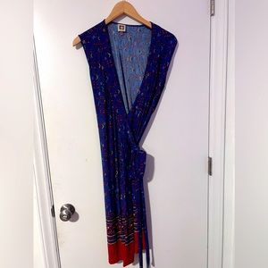 Fun, blue printed wrap dress by and Klein and ladies size 12